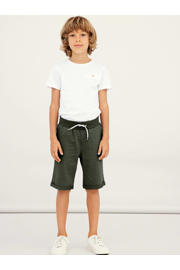 thumbnail: Donkergroene jongens NAME IT KIDS regular fit sweatshort met elastische tailleband met koord