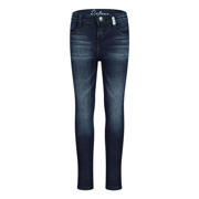 thumbnail: Dark blue denim meisjes Retour Jeans super skinny jeans raw blue van stretchdenim met rits- en drukknoopsluiting en effen