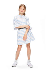 thumbnail: Retour Jeans gestreepte A-lijn jurk Dasha blauw/wit/roze