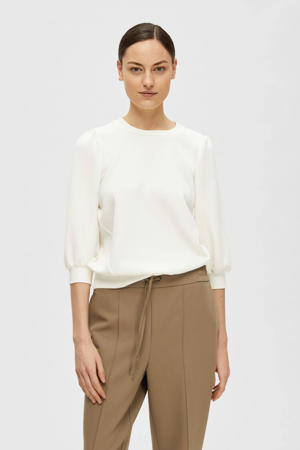 sweater SLFTENNY met plooien wit