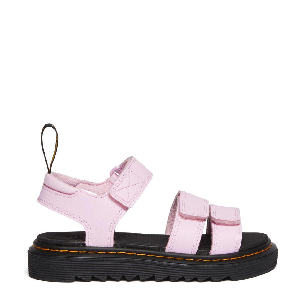 Roze meisjes Dr. Martens Klaire leren sandalen van 100% coated leer met klittenband en effen