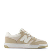 thumbnail: Beige, ecru en witte unisex New Balance BB480 suède sneakers met veters