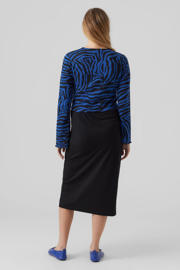 thumbnail: Blauw en zwarte dames MAMALICIOUS zwangerschapstop van viscose met all over print, lange mouwen en ronde hals