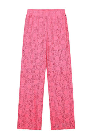 wide leg broek Kimba met all over print felroze