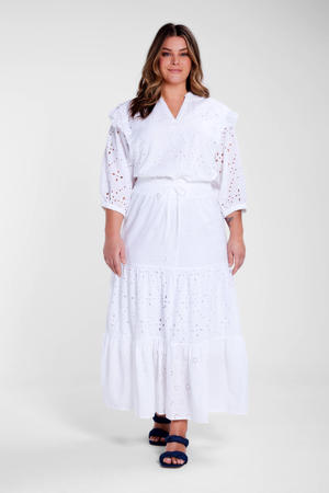 maxi rok met broderie wit