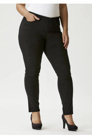 thumbnail: Zwarte dames Zhenzi skinny fit broek Twist van viscose met regular waist, elastische tailleband en effen