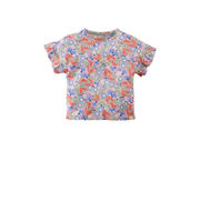thumbnail: Lila, blauw en rode meisjes Z8 T-shirt Aurora van stretchkatoen met korte mouwen, ronde hals en ruches