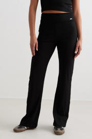 thumbnail: Zwarte dames Aim'n rib flared legging Ease van katoen met regular waist