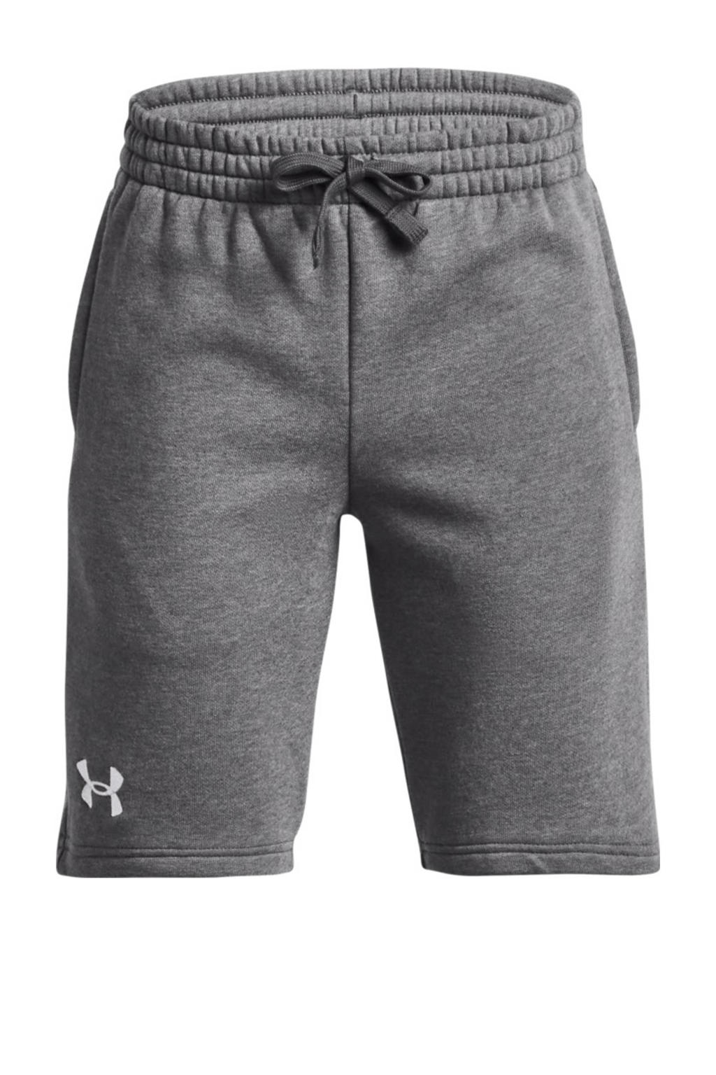 Grijs en witte jongens Under Armour joggingshort Rival van katoen met regular fit, elastische tailleband met koord en effen