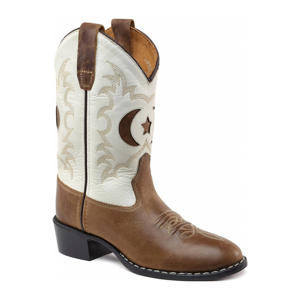   leren cowboylaarzen bruin/wit