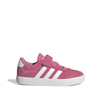 thumbnail: Roze en witte jongens en meisjes adidas Sportswear VL Court 3.0 sneakers van suède met veter- met klittenbandsluiting