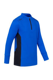thumbnail: Blauwe jongens en meisjes Cruyff sportshirt Metabolic van polyester met effen, lange mouwen, ronde hals en halve rits