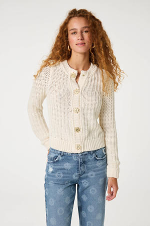 vest antiek cremewit grof gebreid