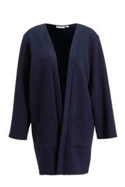 thumbnail: Marineblauwe dames VILA sweatvest van polyester met effen, lange mouwen en openvallende hals