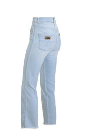 thumbnail: Light blue denim dames Lois high waist van denim met rits- en knoopsluiting en effen
