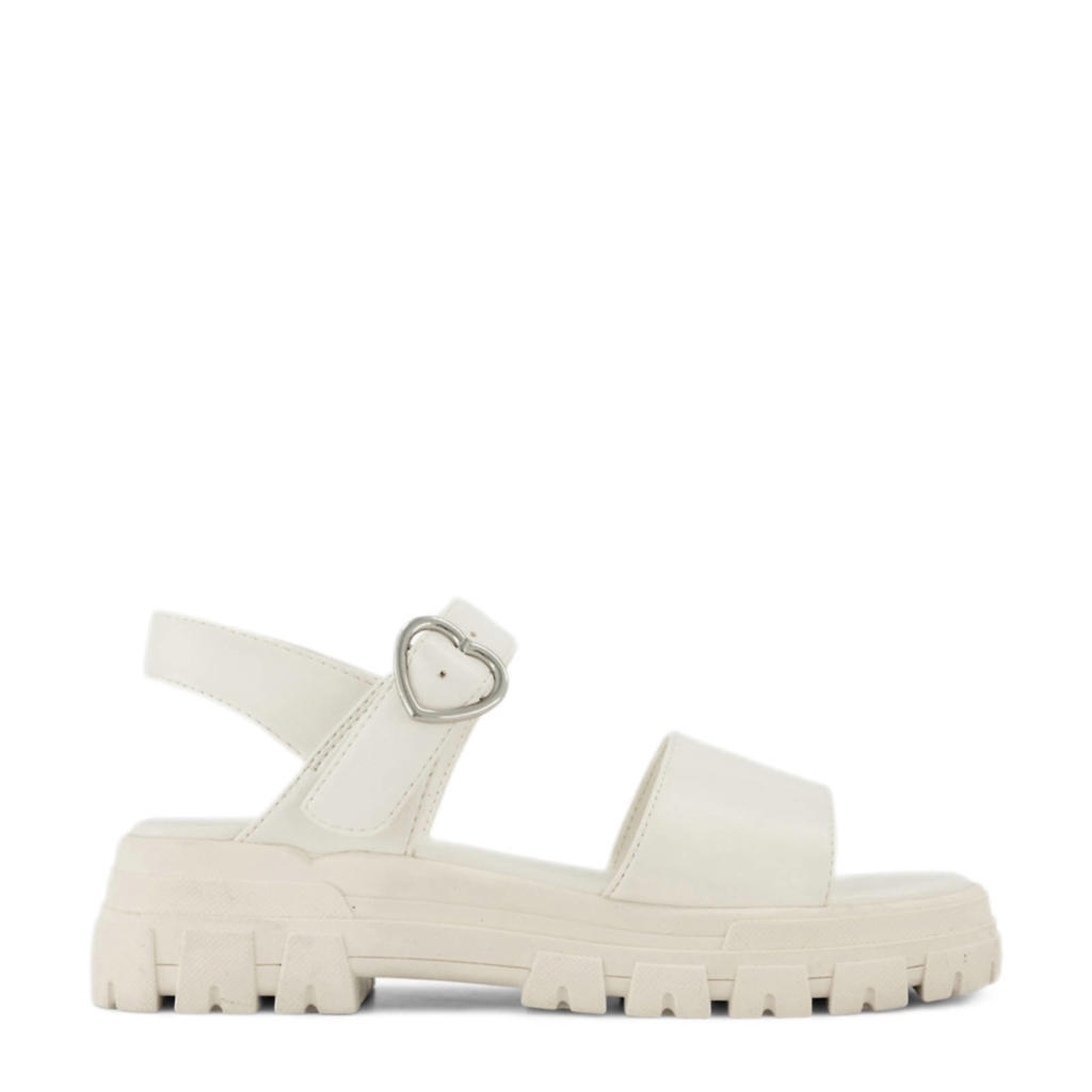 Ecru meisjes Graceland sandalen van imitatieleer met profielzool, gesp en effen