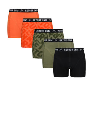   boxershort - set van 5 oranje/groen/zwart