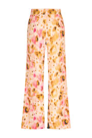thumbnail: Gele dames Expresso high waist casual broek van viscose met loose fit en elastische tailleband