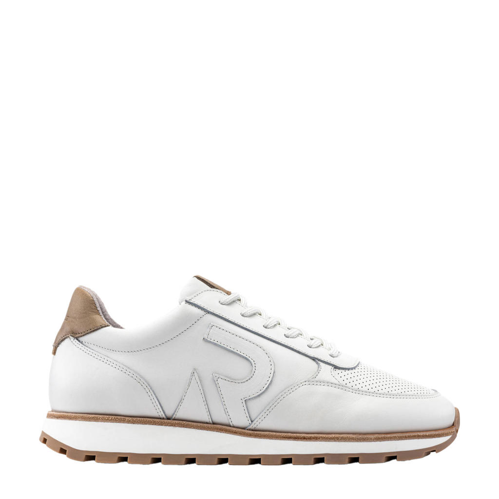 Wit en zandkleurige heren Rehab Maddox leren sneakers met veters
