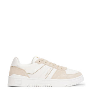   suède sneakers beige/wit