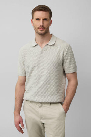 regular polo met ingebreid patroon ecru