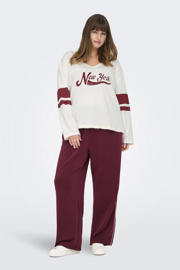 thumbnail: ONLY CARMAKOMA regular high waist casual broek donkerrood