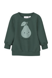 thumbnail: Donkergroene jongens NAME IT BABY sweater met effen, lange mouwen en ronde hals