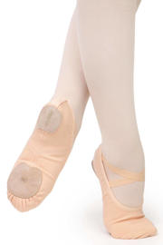 thumbnail: Roze meisjes Papillon balletschoenen van stret;ch canvas/zool: suède met elastische inzet en effen
