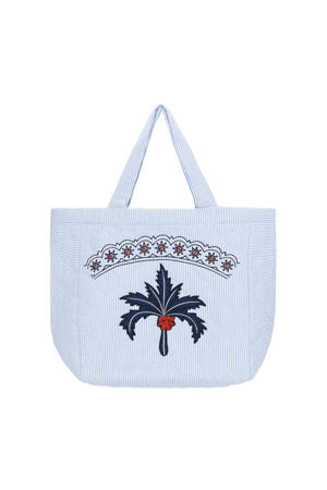  gestreepte shopper lichtblauw