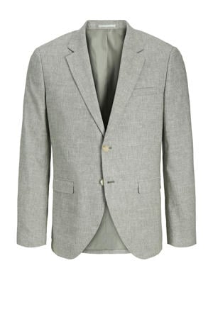 gemêleerd slim fit colbert JPRRIVIERA met linnen grijsgroen