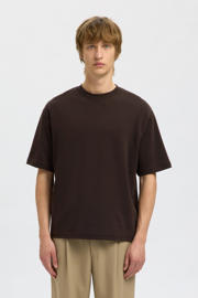 thumbnail: SELECTED HOMME loose fit T-shirt SLHLOOSEOSCAR donkerbruin