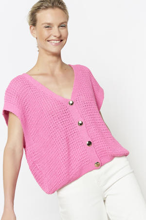 gebreid vest roze
