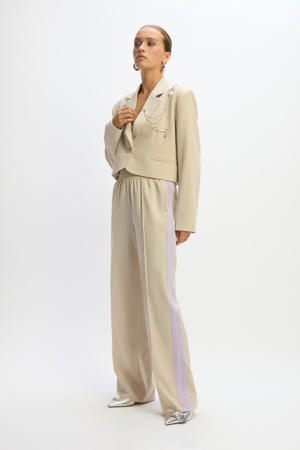 wide leg regular waist broek lichtgrijs