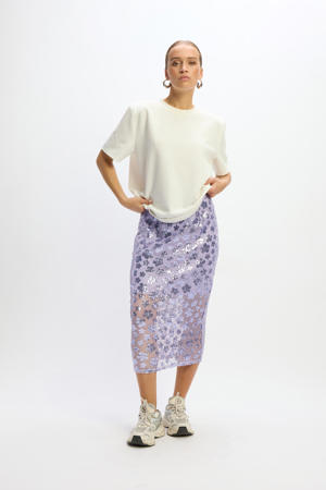 midi rok met pailletten paars