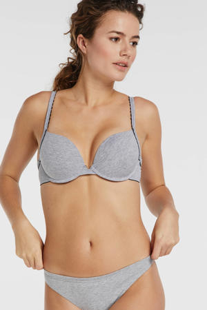 voorgevormde katoenen push-up bh grijs